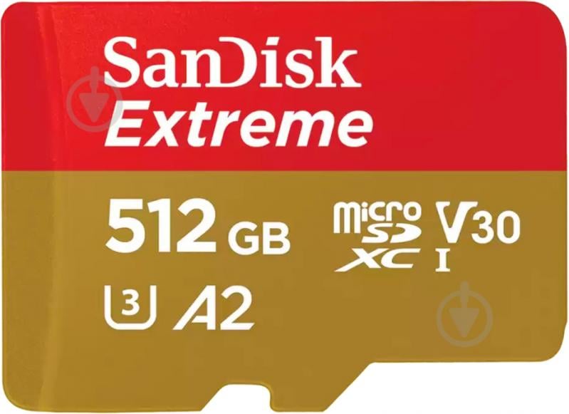 Карта памяти SanDisk microSD 512 ГБ Class 10UHS-I Class 3 (U3) (SDSQXAV-512G-GN6MN) Extreme V30 - фото 1