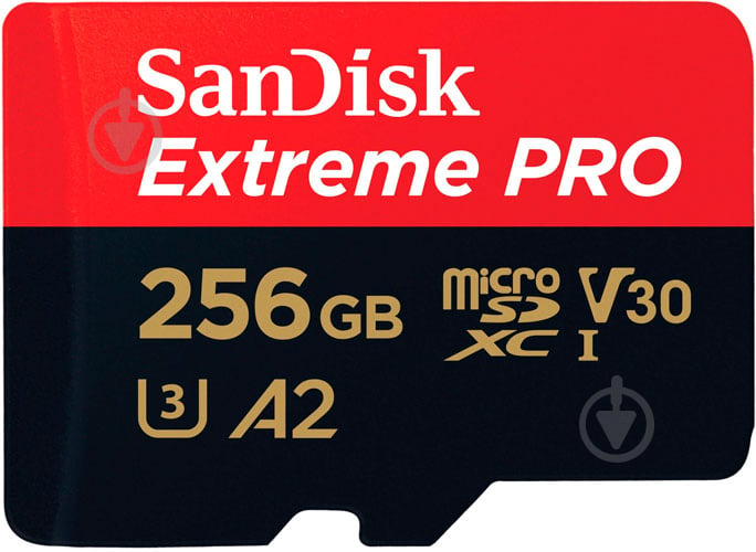 Карта памяти SanDisk microSDXC 256 ГБ UHS-I Class 3 (U3) (SDSQXCD-256G-GN6MA) Карта памяти Extreme Pro V30 и SD адаптер - фото 1