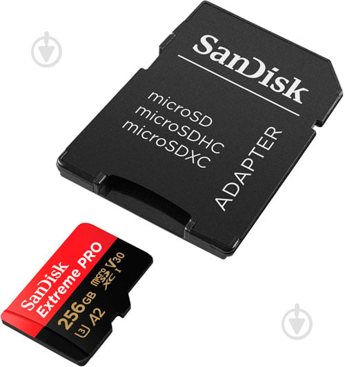 Карта памяти SanDisk microSDXC 256 ГБ UHS-I Class 3 (U3) (SDSQXCD-256G-GN6MA) Карта памяти Extreme Pro V30 и SD адаптер - фото 3