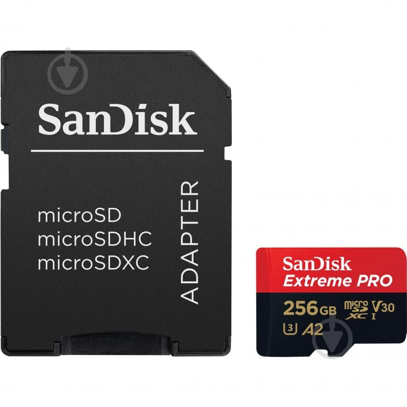 Карта памяти SanDisk microSDXC 256 ГБ UHS-I Class 3 (U3) (SDSQXCD-256G-GN6MA) Карта памяти Extreme Pro V30 и SD адаптер - фото 4