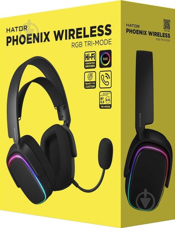 Гарнитура Hator Phoenix Wireless RGB Tri-mode black (HTA-870) - фото 6