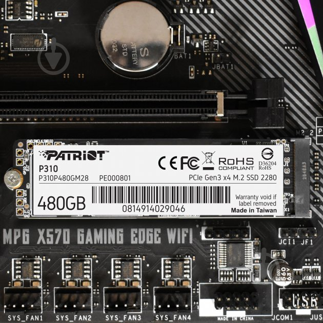 SSD-накопичувач Patriot P310 480GB M.2 PCI Express 3.0 x4 3D TLC NAND (P310P480GM28) - фото 6