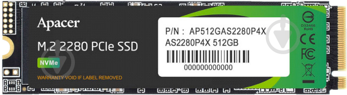 SSD-накопичувач Apacer 512GB M.2 PCI Express 3.0 x4 3D TLC NAND (AP512GAS2280P4X-1) - фото 1