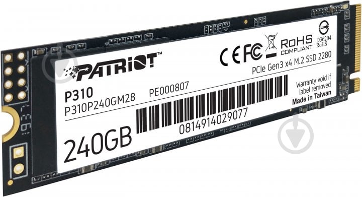 SSD-накопитель Patriot P310 240GB M.2 PCI Express 3.0 x4 3D TLC NAND (P310P240GM28) - фото 3