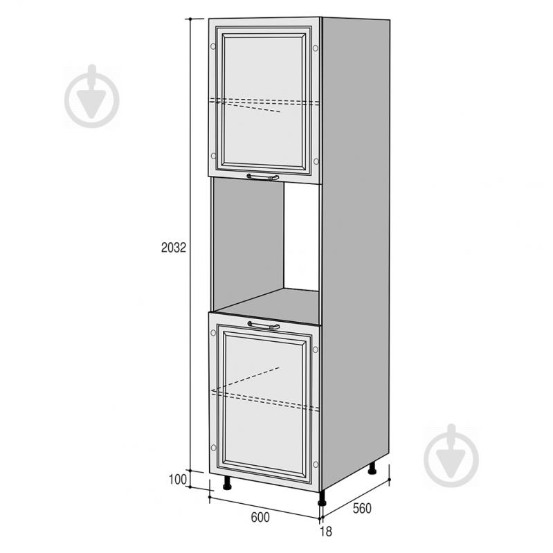 Тумба нижняя под духовку Марсель ПД 600х2132х560 мм слоновая кость/белый ROKO - фото 3