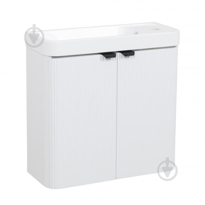 Тумба підвісна Aqua Rodos FROST MINІ (WHITE-MATT-PVC) з умивальником BAR-WC 50 см - фото 1