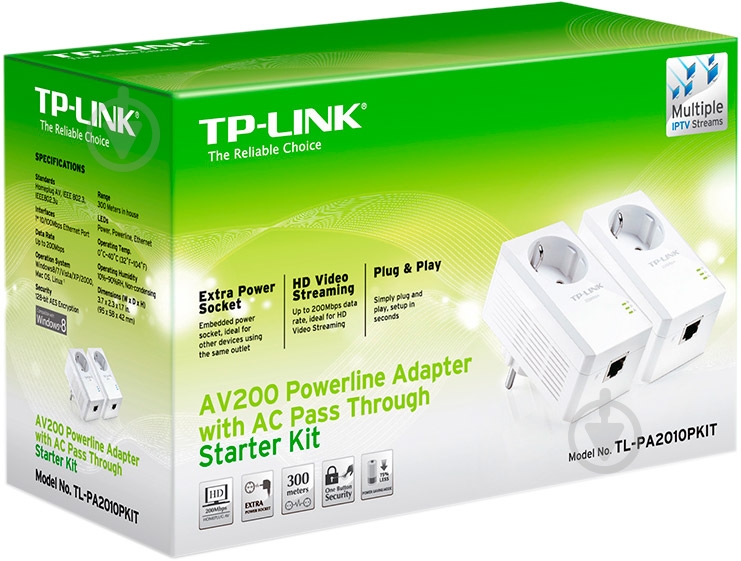 Адаптер Powerline TP-LINK TL-PA2010PKIT - фото 2 Адаптер Powerline TP-LINK TL-PA2010PKIT - фото 2