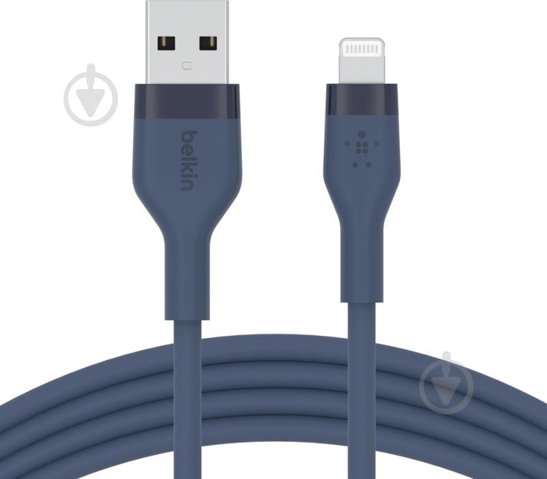 Кабель Belkin USB-A - Lightning силіконовий з кліпсою 1 м синій (CAA008BT1MBL) - фото 1