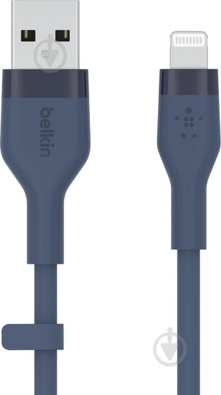 Кабель Belkin USB-A - Lightning силіконовий з кліпсою 1 м синій (CAA008BT1MBL) - фото 4