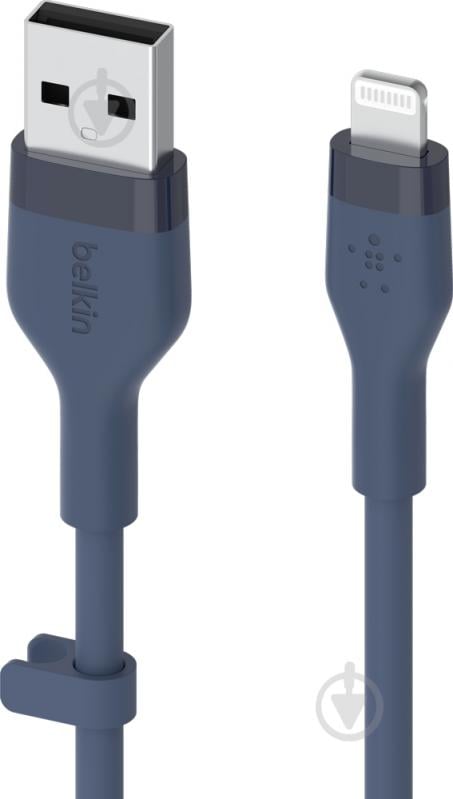 Кабель Belkin USB-A - Lightning силіконовий з кліпсою 1 м синій (CAA008BT1MBL) - фото 3