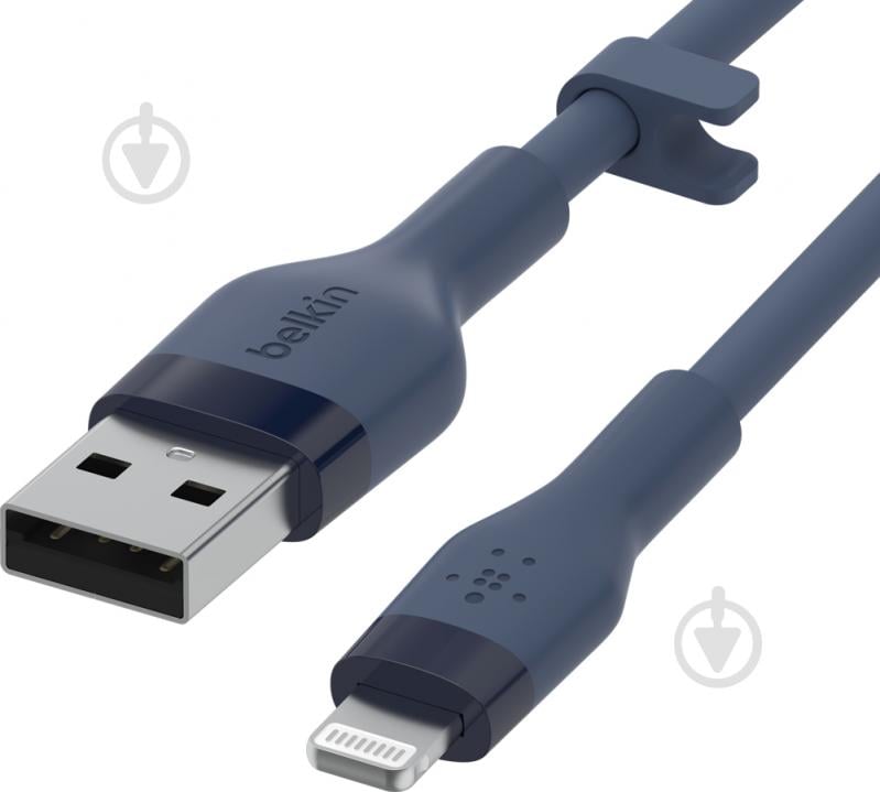 Кабель Belkin USB-A - Lightning силіконовий з кліпсою 1 м синій (CAA008BT1MBL) - фото 2