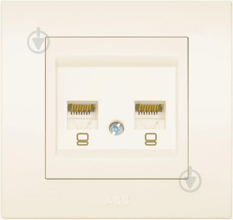 Розетка комп’ютерна подвійна ABB Cosmo RJ45 cat 6 кремовий 619-010300-248 - фото 1