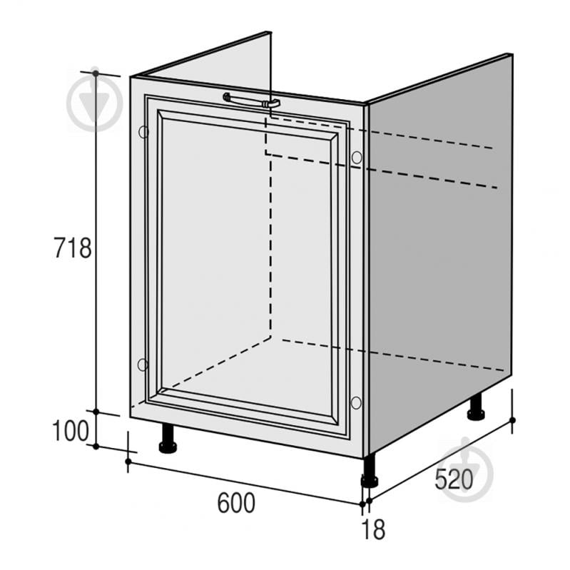 Тумба нижня під мийку Марсель МНМ (1) 600х820х520 мм білий шовк/білий ROKO - фото 3
