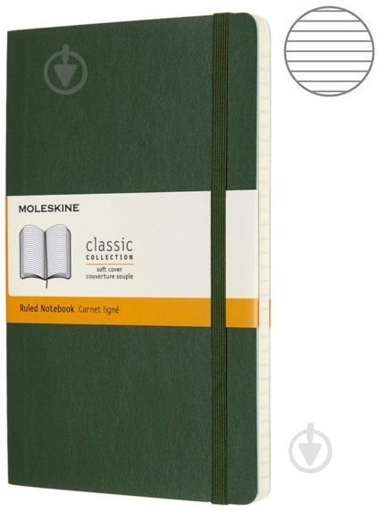 Блокнот Classic 13 х 21 см лінія миртовий зелений м'який (QP616K15) Moleskine - фото 1