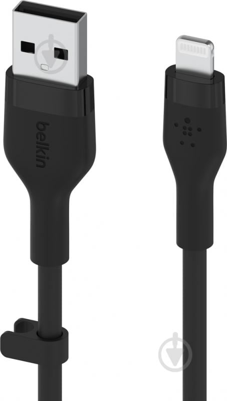 Кабель Belkin USB-A - Lightning силіконовий з кліпсою 1 м чорний (CAA008BT1MBK) - фото 2