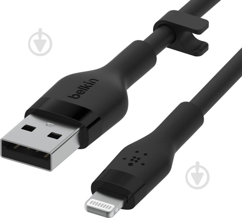 Кабель Belkin USB-A - Lightning силіконовий з кліпсою 1 м чорний (CAA008BT1MBK) - фото 5