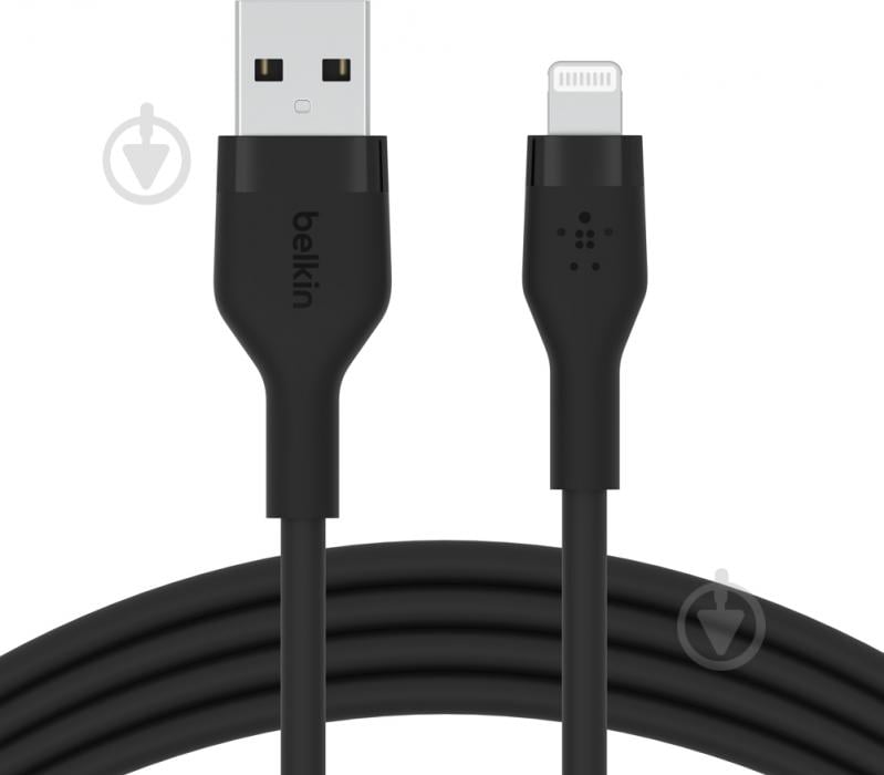 Кабель Belkin USB-A - Lightning силіконовий з кліпсою 1 м чорний (CAA008BT1MBK) - фото 1