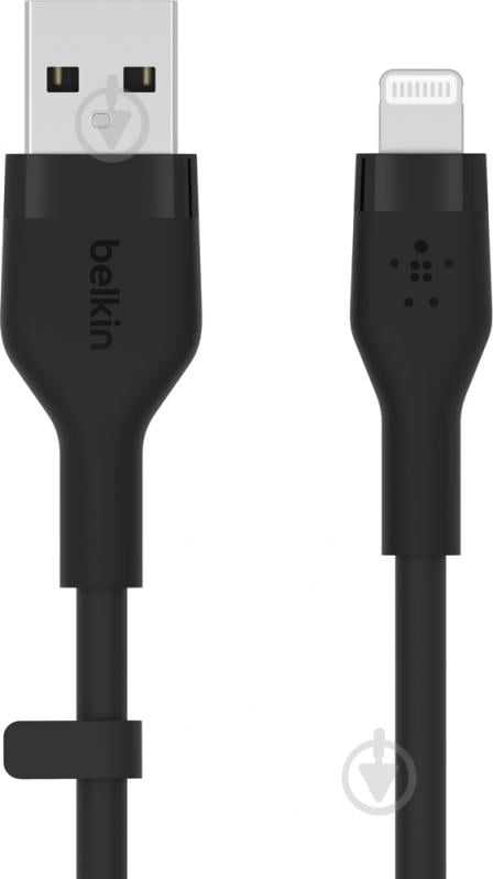 Кабель Belkin USB-A - Lightning силіконовий з кліпсою 1 м чорний (CAA008BT1MBK) - фото 3