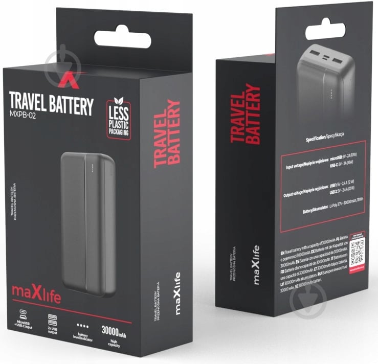 Повербанк Maxlife 30000 mAh black (MXPB-02) - фото 3