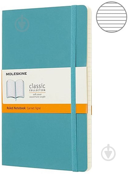 Блокнот Classic 13 х 21 см линия океанский синий мягкий (QP616B35) Moleskine - фото 1