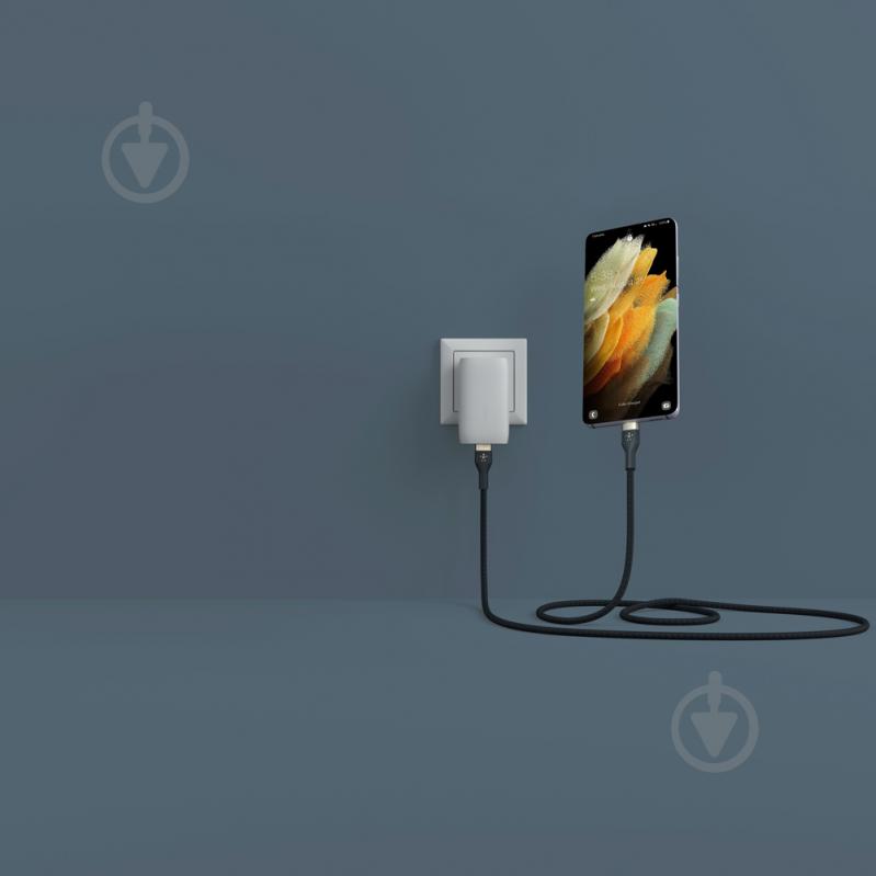 Кабель Belkin USB-С - USB-C плетений силіконовий з ремінцем на магніті 1 м синій (CAB011BT1MBL) - фото 15