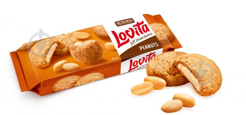 Печиво Roshen Lovita Soft Cream Cookies Peanut 127 г - фото 1