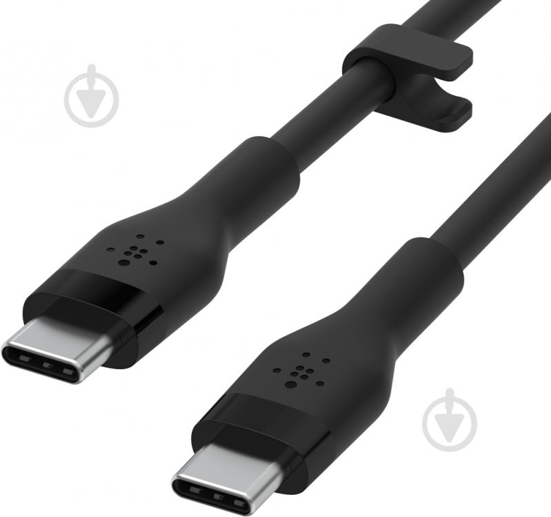 Кабель Belkin USB-С — USB-C силіконовий з кліпсою 2 м чорний (CAB009BT2MBK) - фото 2