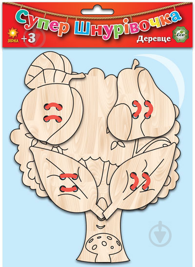 Шнурівка дерев’яна Зірка Деревце 91414 - фото 1