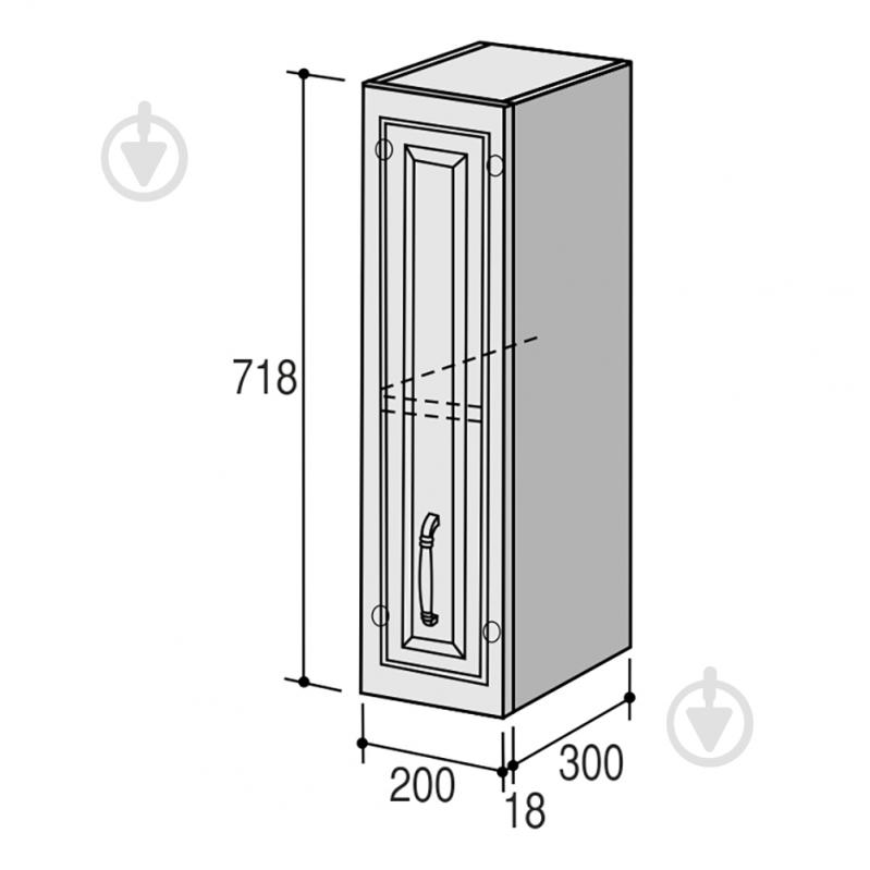Шкаф верхний Марсель МВ 200х720х300 мм белый шелк/белый ROKO - фото 3