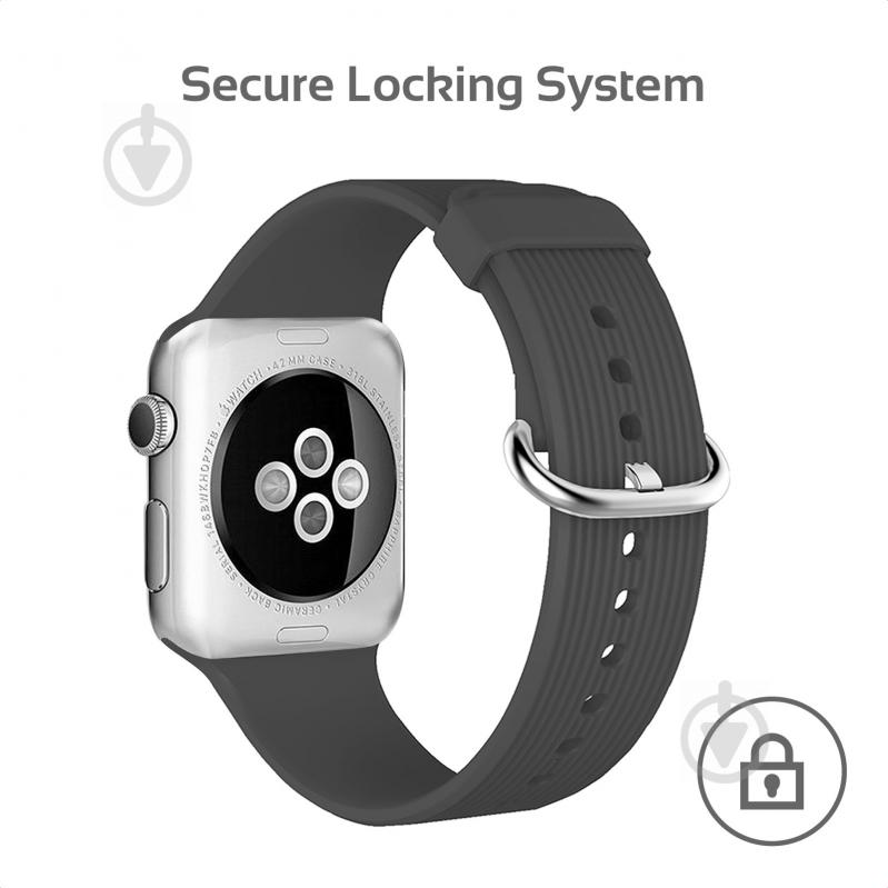 Ремешок Promate Silica-38 силиконовый для Apple Watch 38-40 мм grey silica-38.grey - фото 3