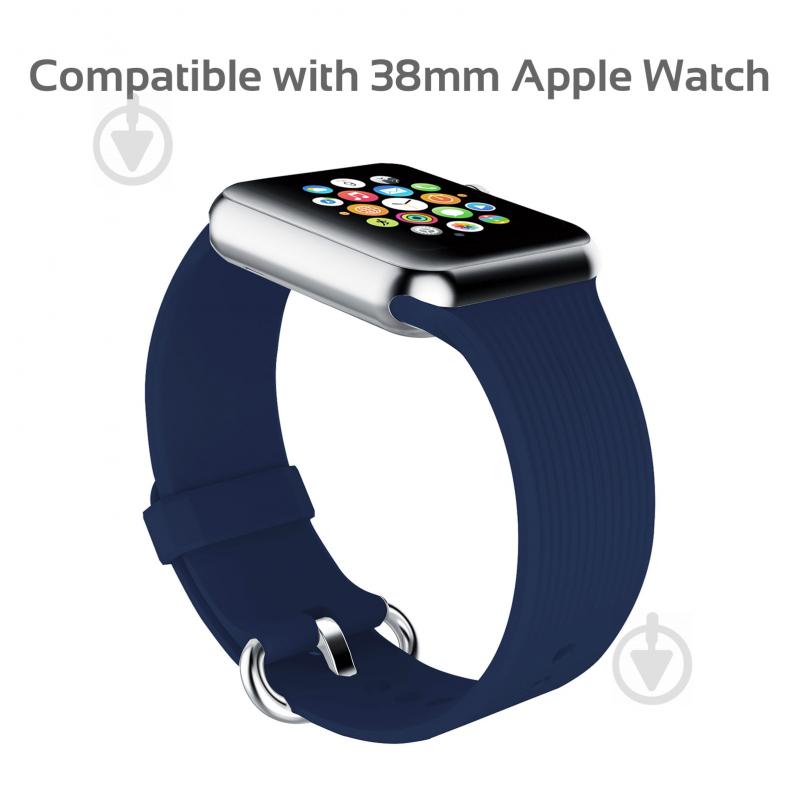 Ремінець Promate Silica-38 силіконовий для Apple Watch 38-40 мм blue silica-38.blue - фото 2