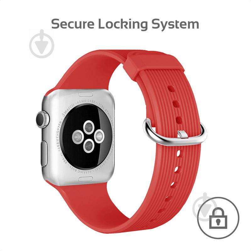 Ремешок Promate Silica-38 силиконовый для Apple Watch 38-40 мм red silica-38.red - фото 3