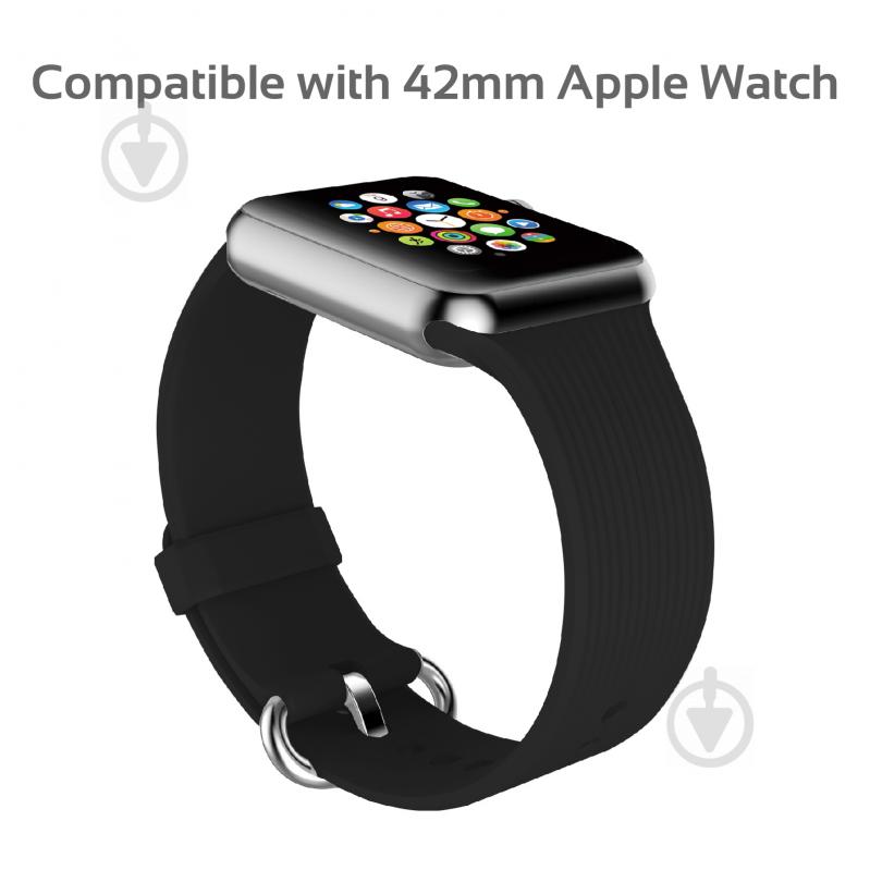 Ремешок Promate Silica-42 силиконовый для Apple Watch 42-44 мм black silica-42.black - фото 2