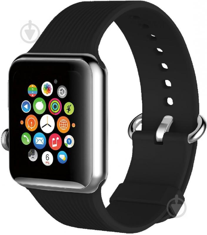 Ремешок Promate Silica-42 силиконовый для Apple Watch 42-44 мм black silica-42.black - фото 1