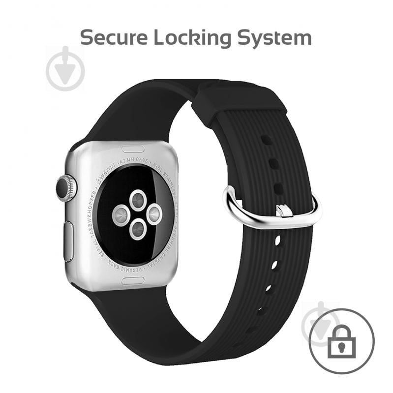 Ремешок Promate Silica-42 силиконовый для Apple Watch 42-44 мм black silica-42.black - фото 3