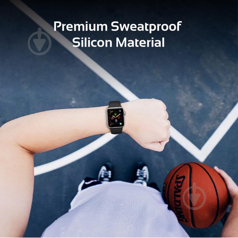 Ремешок Promate Silica-42 силиконовый для Apple Watch 42-44 мм black silica-42.black - фото 5