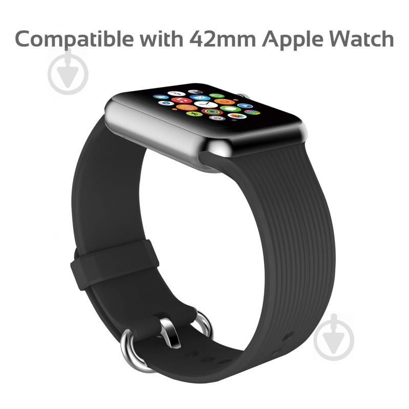 Ремешок Promate Silica-42 силиконовый для Apple Watch 42-44 мм grey silica-42.grey - фото 2