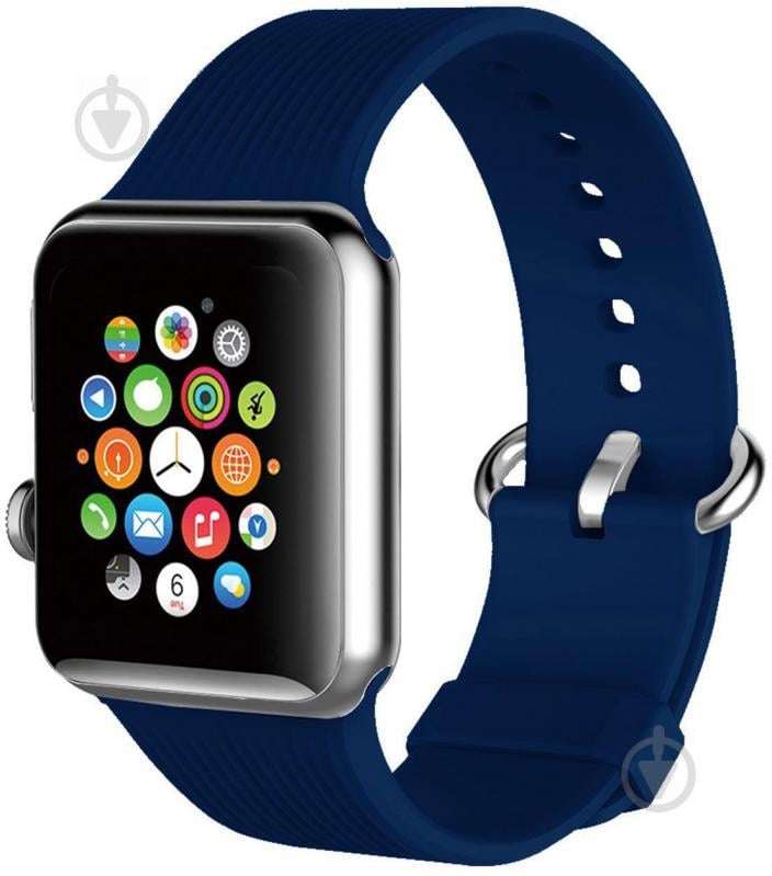 Ремінець Promate Silica-42 силіконовий для Apple Watch 42-44 мм blue silica-42.blue - фото 1