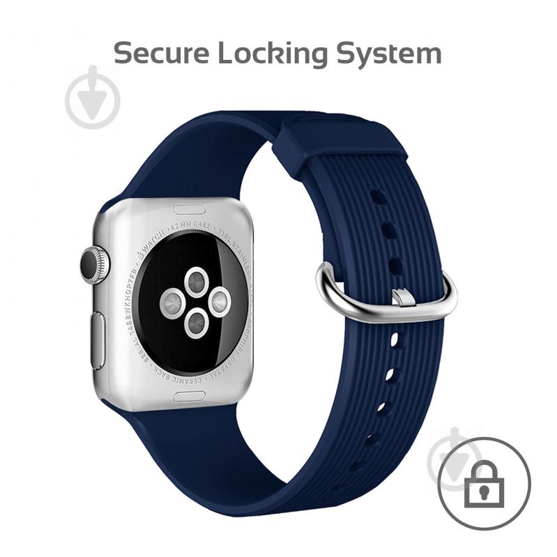 Ремінець Promate Silica-42 силіконовий для Apple Watch 42-44 мм blue silica-42.blue - фото 3