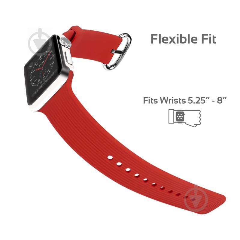 Ремешок Promate Silica-42 силиконовый для Apple Watch 42-44 мм red silica-42.red - фото 4