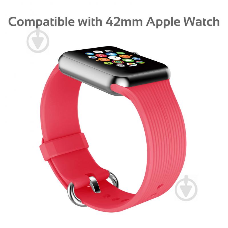 Ремешок Promate Silica-42 силиконовый для Apple Watch 42-44 мм pink silica-42.pink - фото 2