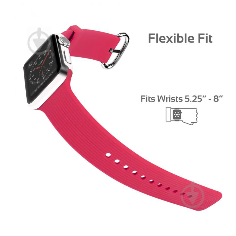 Ремешок Promate Silica-42 силиконовый для Apple Watch 42-44 мм pink silica-42.pink - фото 4