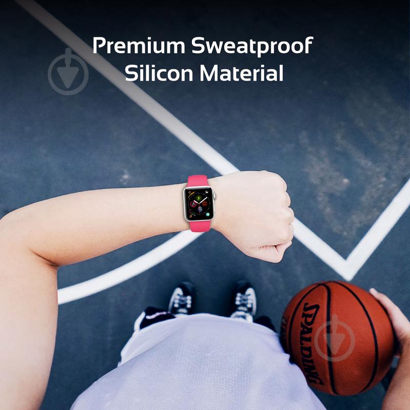 Ремешок Promate Silica-42 силиконовый для Apple Watch 42-44 мм pink silica-42.pink - фото 5