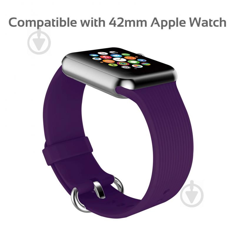 Ремешок Promate Silica-42 силиконовый для Apple Watch 42-44 мм purple silica-42.purple - фото 2