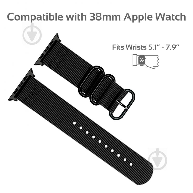 Ремінець Promate нейлоновий Nylox-38 для Apple Watch 38-40 мм black nylox-38.black - фото 3