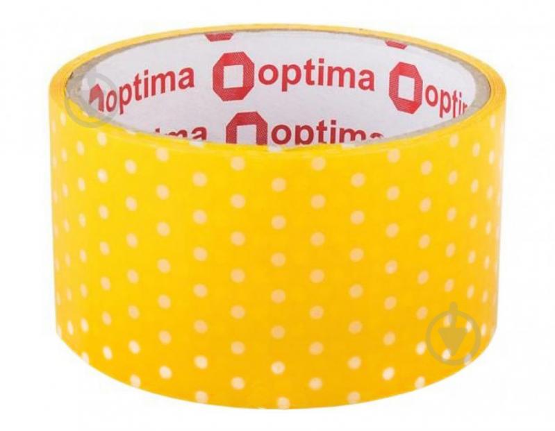 Клейка стрічка Dots 48 мм 20 м жовта Optima - фото 1