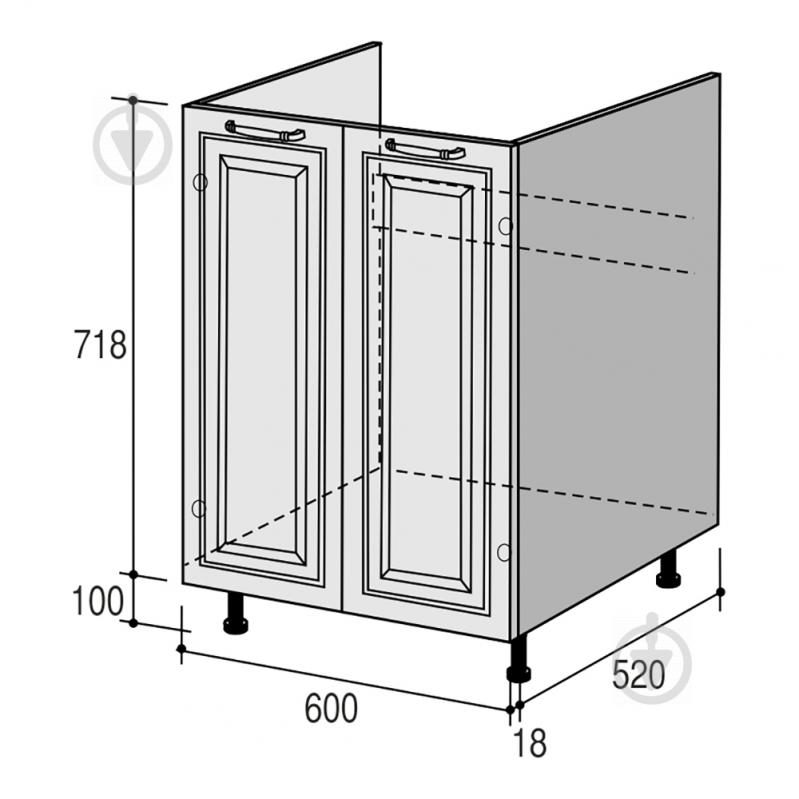 Тумба нижняя под мойку Марсель МНМ (2) 600х820х520 мм слоновая кость/белый ROKO - фото 3