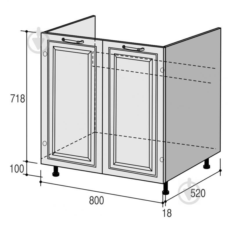 Тумба нижня під мийку Марсель МНМ 800х820х520 мм слонова кістка/білий ROKO - фото 3