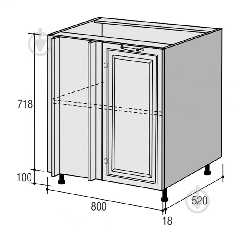 Тумба нижняя угловая Марсель МНУ 800х820х520 мм слоновая кость/белый ROKO - фото 3