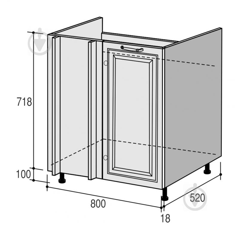 Тумба нижня під мийку Марсель МНУМ 800х820х520 мм слонова кістка/білий ROKO - фото 3